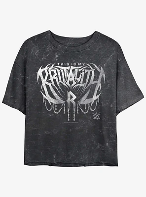 WWE Rhea Ripley My Brutality Mineral Wash Girls Crop T-Shirt