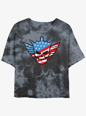 WWE Cody Rhodes American Nightmare Skull Tie Dye Crop Girls T-Shirt