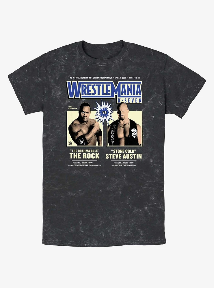 WWE WrestleMania X7 The Rock Vs Steve Austin Mineral Wash T-Shirt