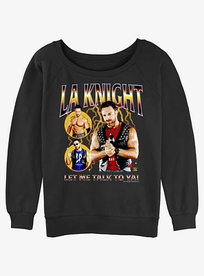 WWE LA Knight Let Me Talk To Ya Collage Girls Slouchy Sweatshirt