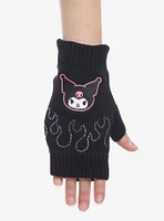 Kuromi Rhinestone Flames Fingerless Gloves