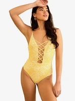 Dippin' Daisy's Bliss Moderate Coverage Swim One Piece Golden Ditsy