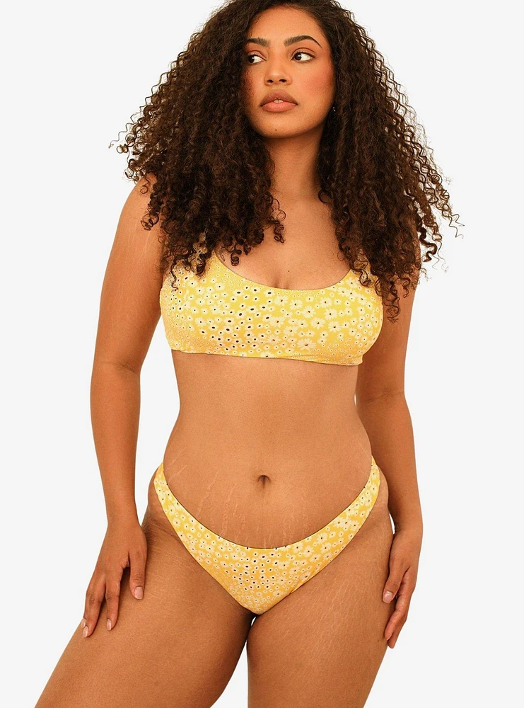 Dippin' Daisy's Seaport High Cut Thong Swim Bottom Golden Ditsy