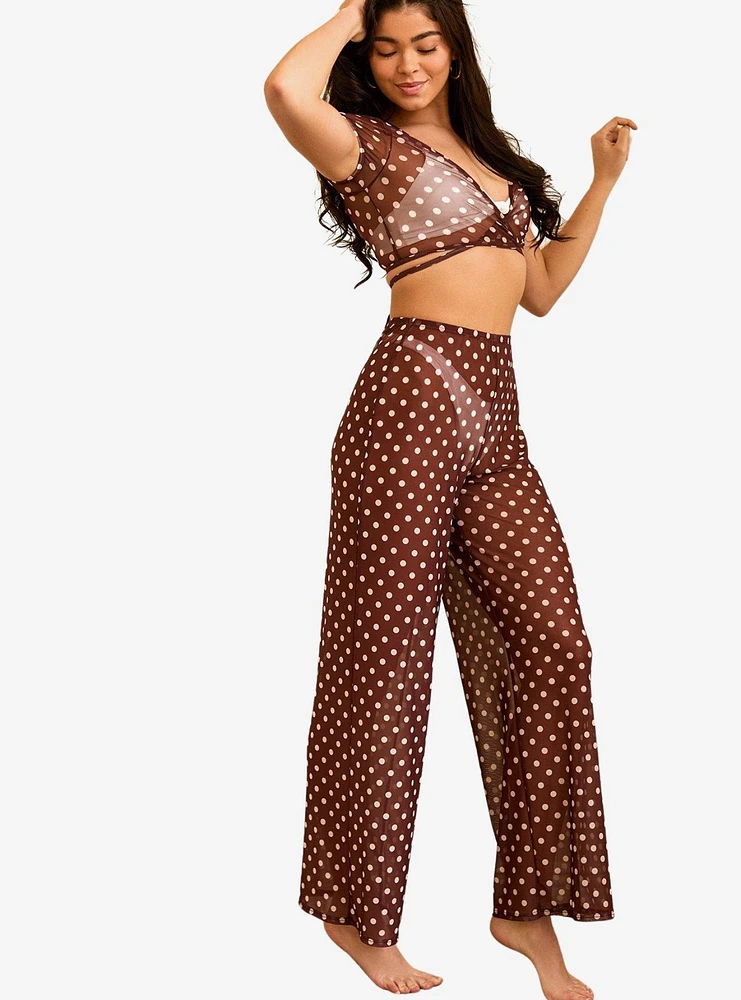 Dippin' Daisy's That Girl Swim Cover-Up Pants Dotted Brown