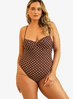 Dippin' Daisy's Saltwater Thigh High Swim One Piece Dotted Brown