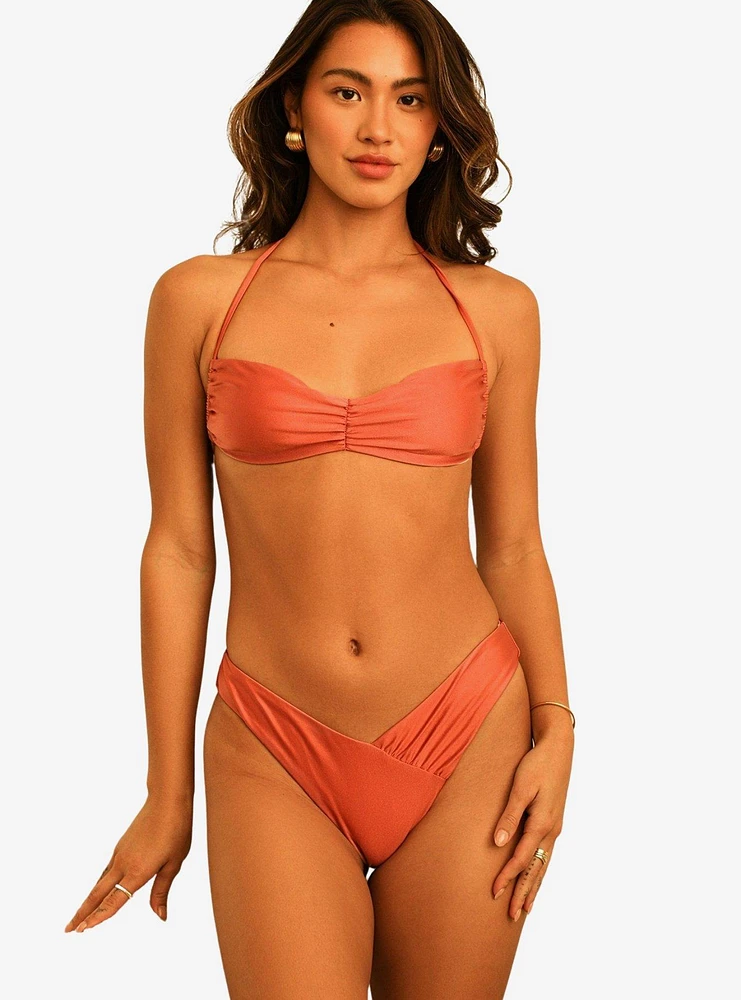 Dippin' Daisy's Christina Tie Straps Bandeau Swim Top Dusty Rose