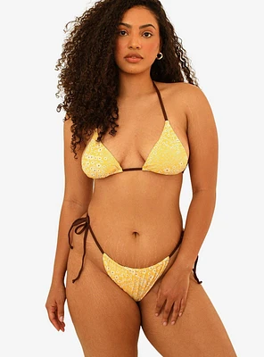 Dippin' Daisy's Palm Tie Back Triangle Swim Top Golden Ditsy