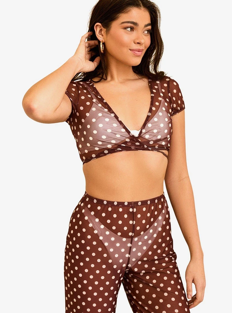 Dippin' Daisy's Cher Swim Cover-Up Top Dotted Brown