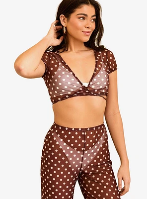Dippin' Daisy's Cher Swim Cover-Up Top Dotted Brown