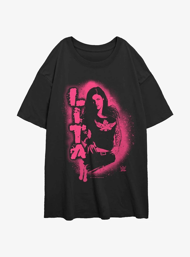 WWE Lita Stencil Portrait Womens Oversized T-Shirt