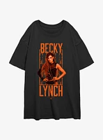WWE Becky Lynch Portrait Logo Womens Oversized T-Shirt