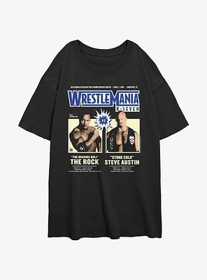 WWE WrestleMania X7 The Rock Vs Steve Austin Womens Oversized T-Shirt