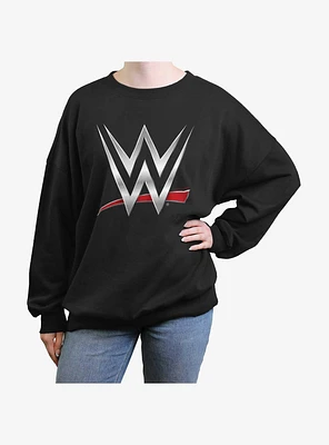 WWE Chrome Logo Womens Oversized Sweatshirt