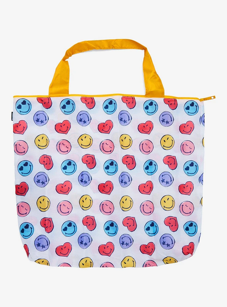 Smiley Faces Allover Print Reusable Tote Bag — BoxLunch Exclusive