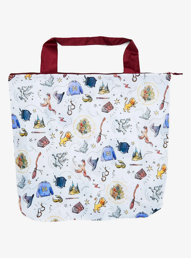 Harry Potter Hogwarts Illustrated Allover Print Reusable Tote Bag — BoxLunch Exclusive