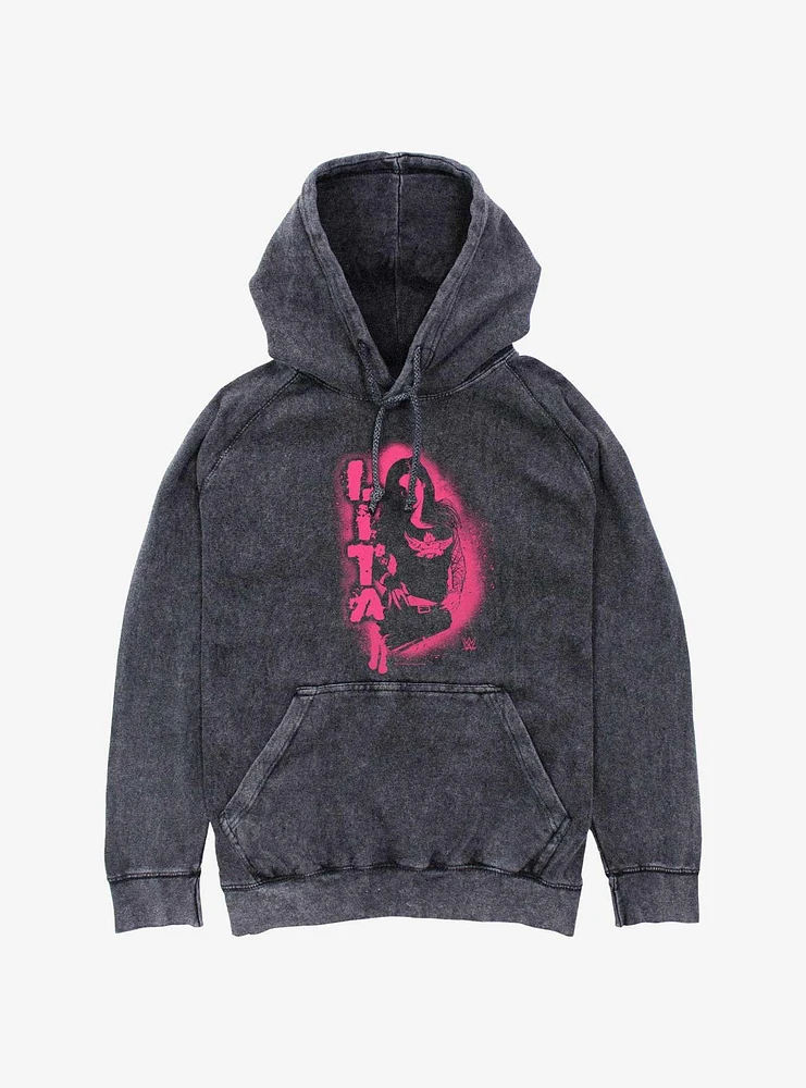 WWE Lita Stencil Portrait Mineral Wash Hoodie