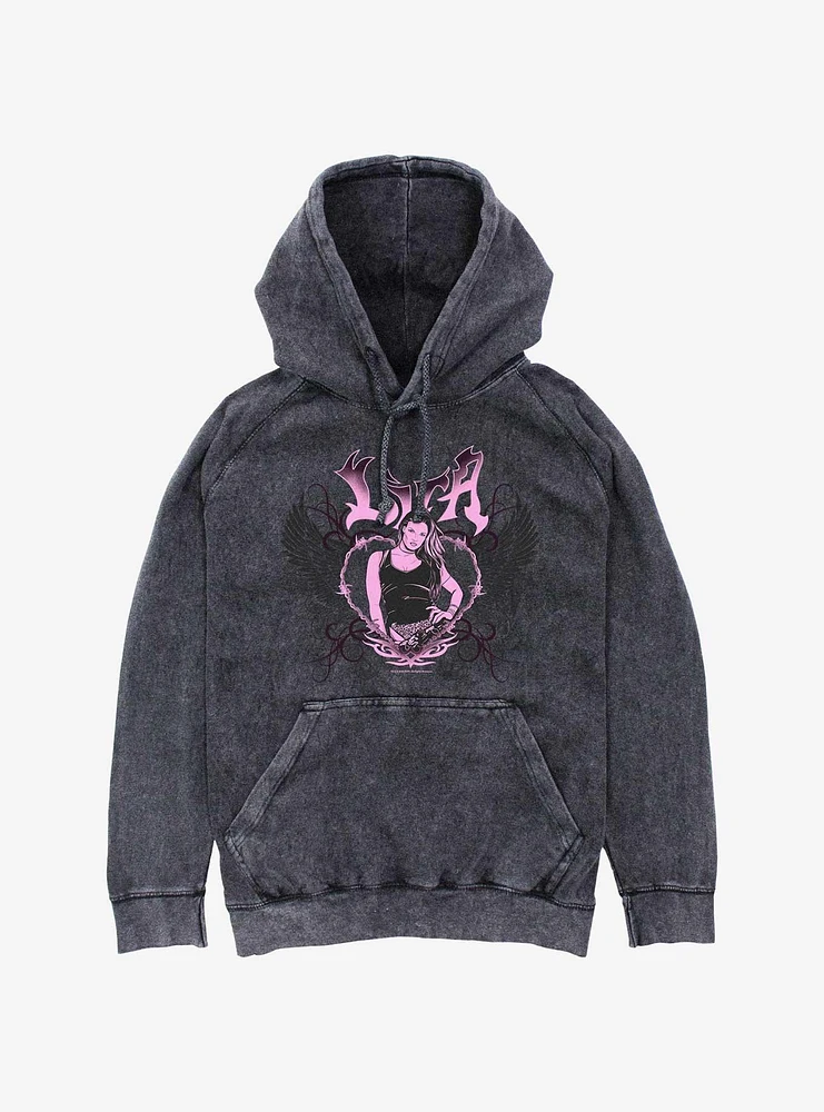 WWE Lita Gothic Y2K Style Portrait Mineral Wash Hoodie