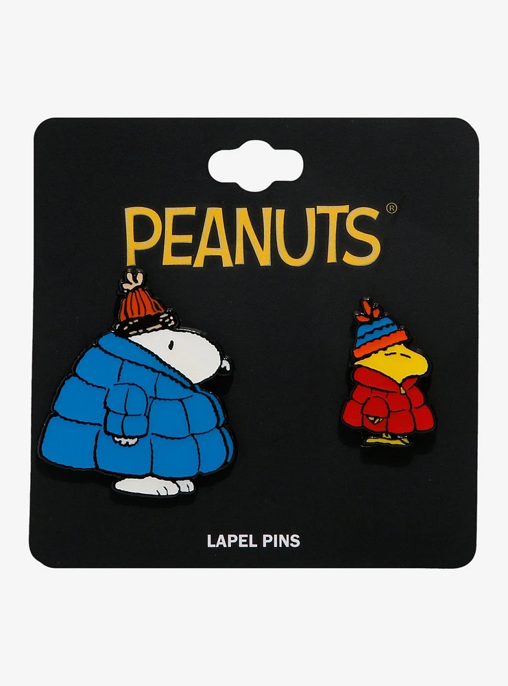 Peanuts Snoopy & Woodstock Puffer Jacket Enamel Pin Set — BoxLunch Exclusive