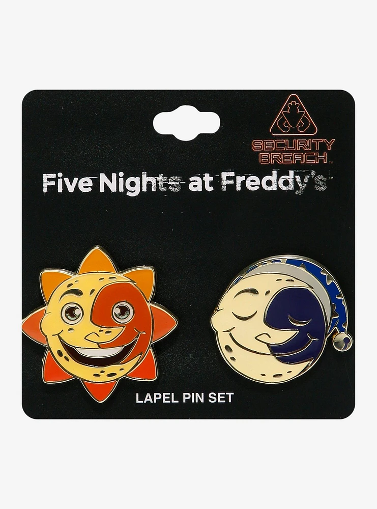 Five Nights at Freddy's: Security Breach Daycare Attendant Sun and Moon Enamel Pin Set — BoxLunch Exclusive