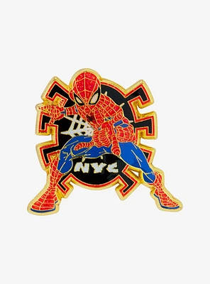 Loungefly Marvel Spider-Man NYC Glitter Enamel Pin — BoxLunch Exclusive