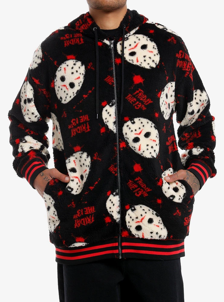 Friday The 13th Jason Mask Fuzzy Oversized Hoodie