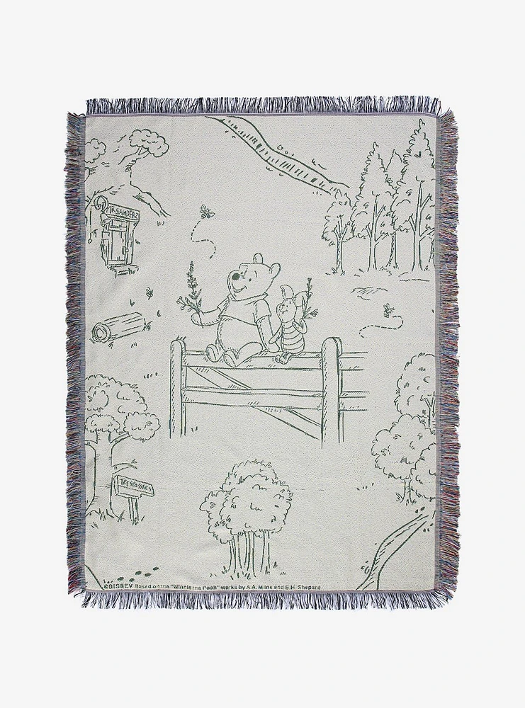 Disney Winnie The Pooh Classic Drawing Tapestry Throw Blanket