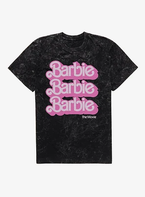 Barbie The Movie Logo Stack Mineral Wash T-Shirt