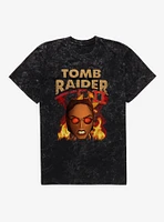 Tomb Raider II Lara Croft Flames Mineral Wash T-Shirt