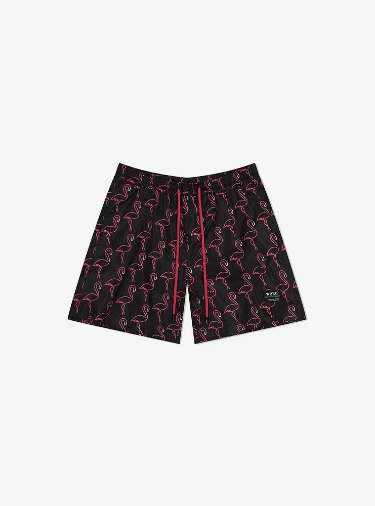 WeSC Zack Swim Trunk Neon Flamingo AOP