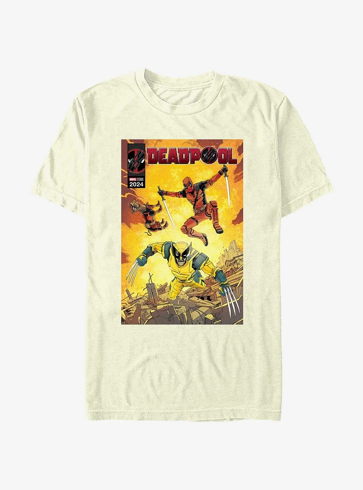 Marvel Deadpool & Wolverine Fighting Poster T-Shirt