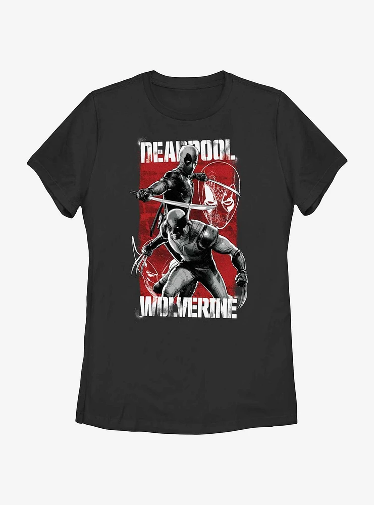 Marvel Deadpool & Wolverine Hero Portrait Womens T-Shirt