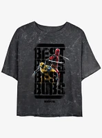 Marvel Deadpool & Wolverine Best Bubs Heroes Womens Mineral Wash Crop T-Shirt