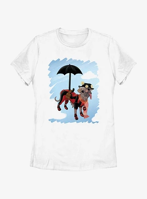 Marvel Deadpool & Wolverine Puppins Sky Womens T-Shirt