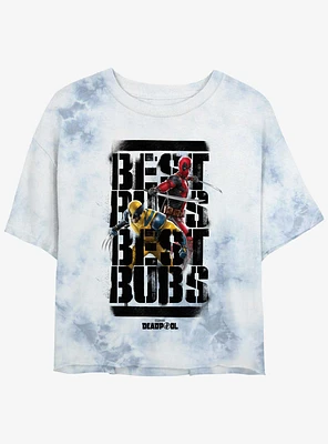 Marvel Deadpool & Wolverine Best Bubs Heroes Womens Tie-Dye Crop T-Shirt