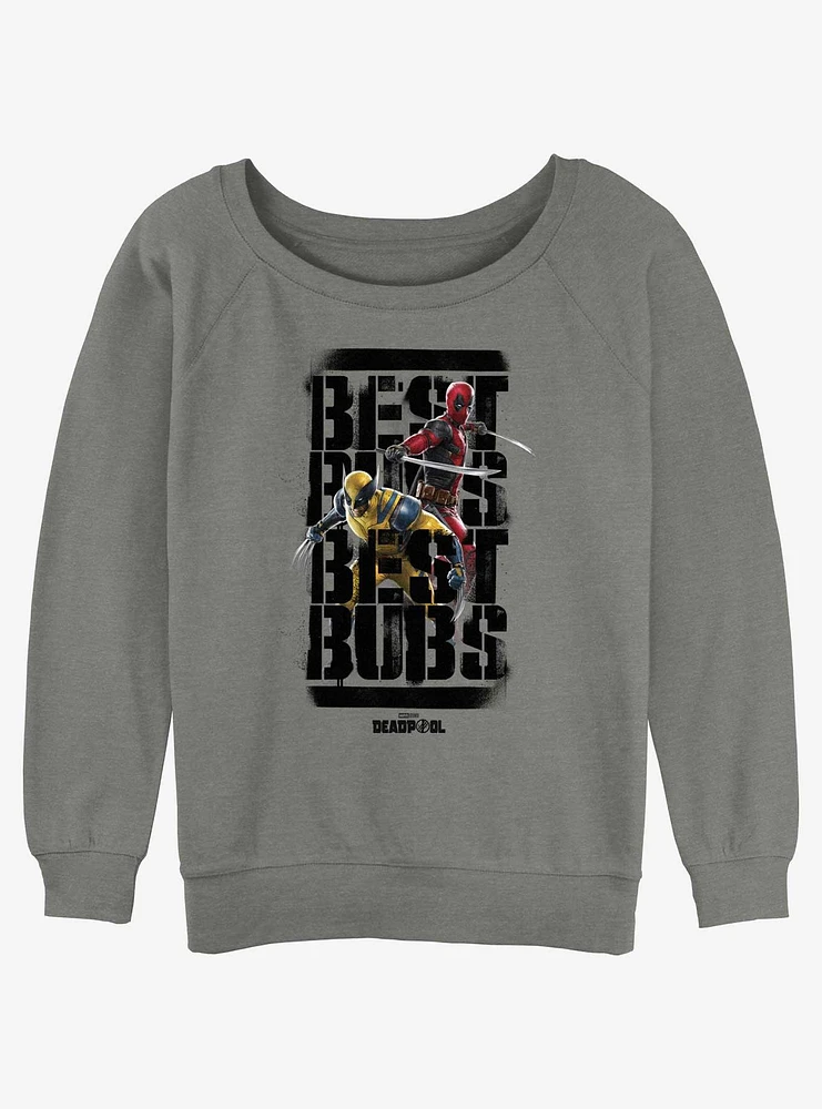 Marvel Deadpool & Wolverine Best Bubs Heroes Womens Slouchy Sweatshirt