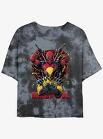 Marvel Deadpool & Wolverine Out Of Danger Womens Tie-Dye Crop T-Shirt