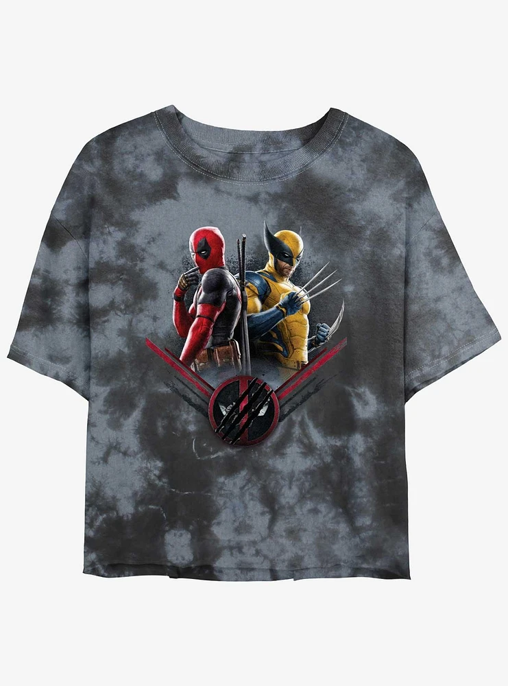 Marvel Deadpool & Wolverine X Force Pair Womens Tie-Dye Crop T-Shirt