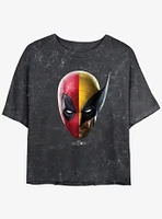 Marvel Deadpool & Wolverine Half Portrait Womens Mineral Wash Crop T-Shirt