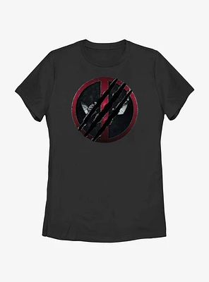 Marvel Deadpool & Wolverine Clawed Emblem Womens T-Shirt