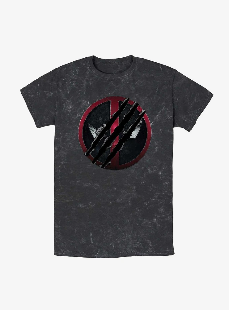 Marvel Deadpool & Wolverine Clawed Emblem Mineral Wash T-Shirt