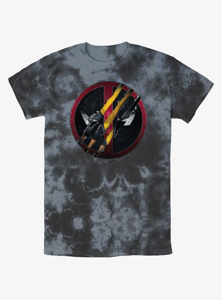 Marvel Deadpool & Wolverine Clawing Through Tie-Dye T-Shirt