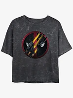 Marvel Deadpool & Wolverine Clawing Through Womens Mineral Wash Crop T-Shirt