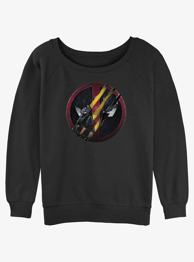 Marvel Deadpool & Wolverine Clawing Through Womens Slouchy Sweatshirt