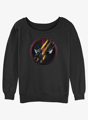 Marvel Deadpool & Wolverine Clawing Through Womens Slouchy Sweatshirt