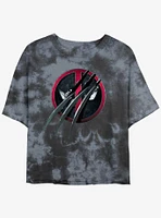 Marvel Deadpool & Wolverine Clawed Pool Womens Tie-Dye Crop T-Shirt