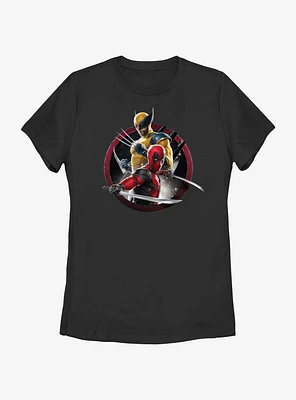 Marvel Deadpool & Wolverine Duo Badge Womens T-Shirt