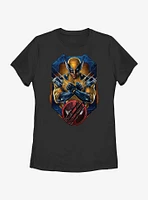 Marvel Deadpool & Wolverine Pose Badge Womens T-Shirt