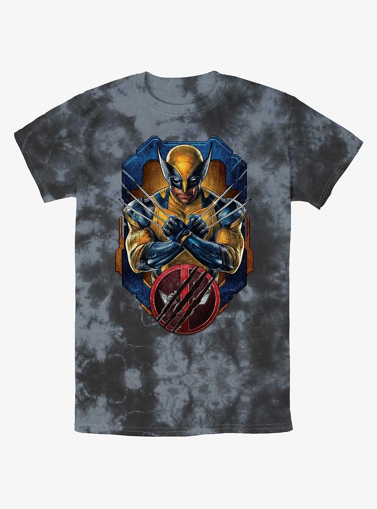 Marvel Deadpool & Wolverine Pose Badge Tie-Dye T-Shirt