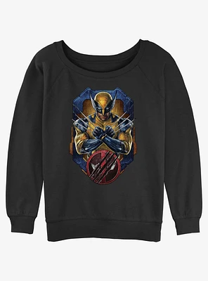 Marvel Deadpool & Wolverine Pose Badge Womens Slouchy Sweatshirt