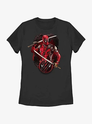 Marvel Deadpool & Wolverine Pose Badge Womens T-Shirt